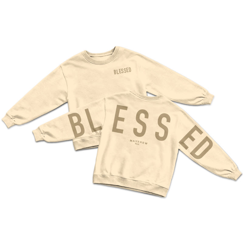 Blessed Matthew 5:3-12 Print Sweatshirt - Apricot - US16-18(2XL) - image 1