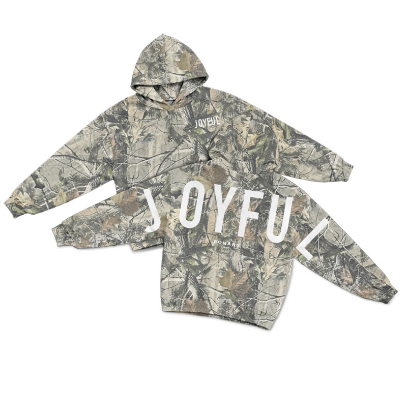 Joyful Romans 12:12 Dead Leaves Camouflage Print Hoodie - Green - US44-46(8XL) - image 1