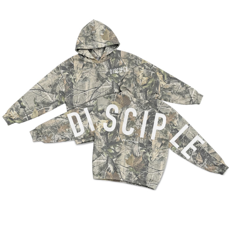 Disciple Matthew 28:19 Dead Leaves Camouflage Print Hoodie - Green - US44-46(8XL) - image 1
