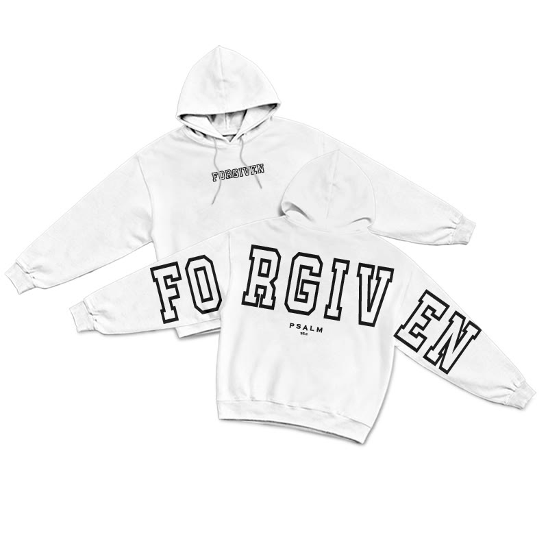 Forgiven PSALM 32:1 Hollow Print Hoodie - White - US16-18(2XL) - image 1