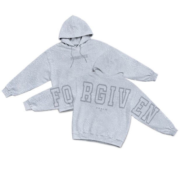 Forgiven PSALM 32:1 Hollow Print Hoodie - Grey - US16-18(2XL) - image 3
