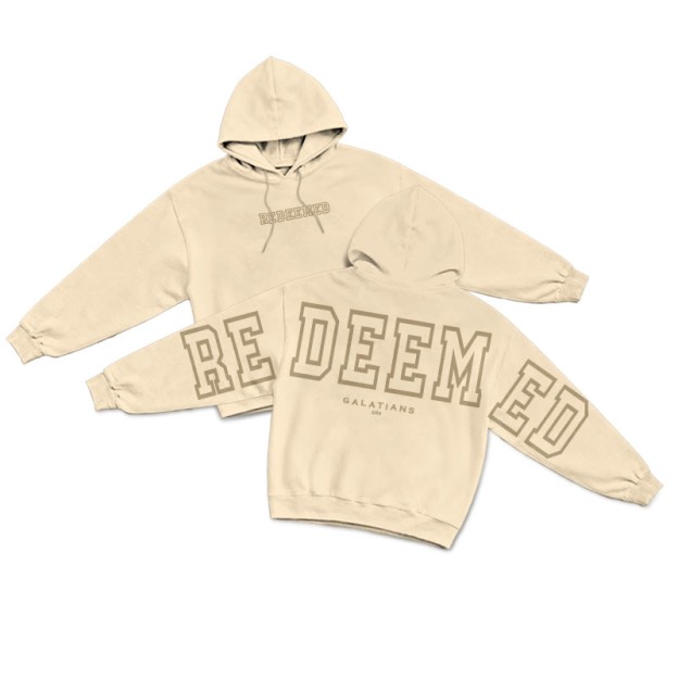 REDEEMED GALATIANS 2:20 Hollow Print Hoodie - Apricot - US16-18(2XL) - image 1