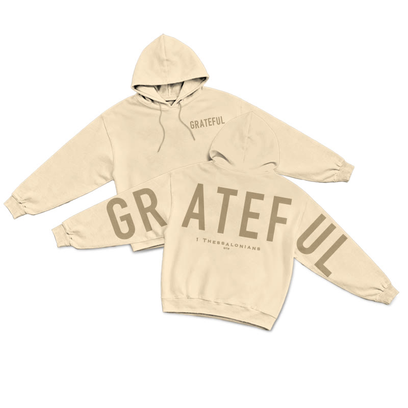 GRATEFUL 1 Thessalonians 5:18 Print Hoodie - Apricot - US16-18(2XL) - image 1