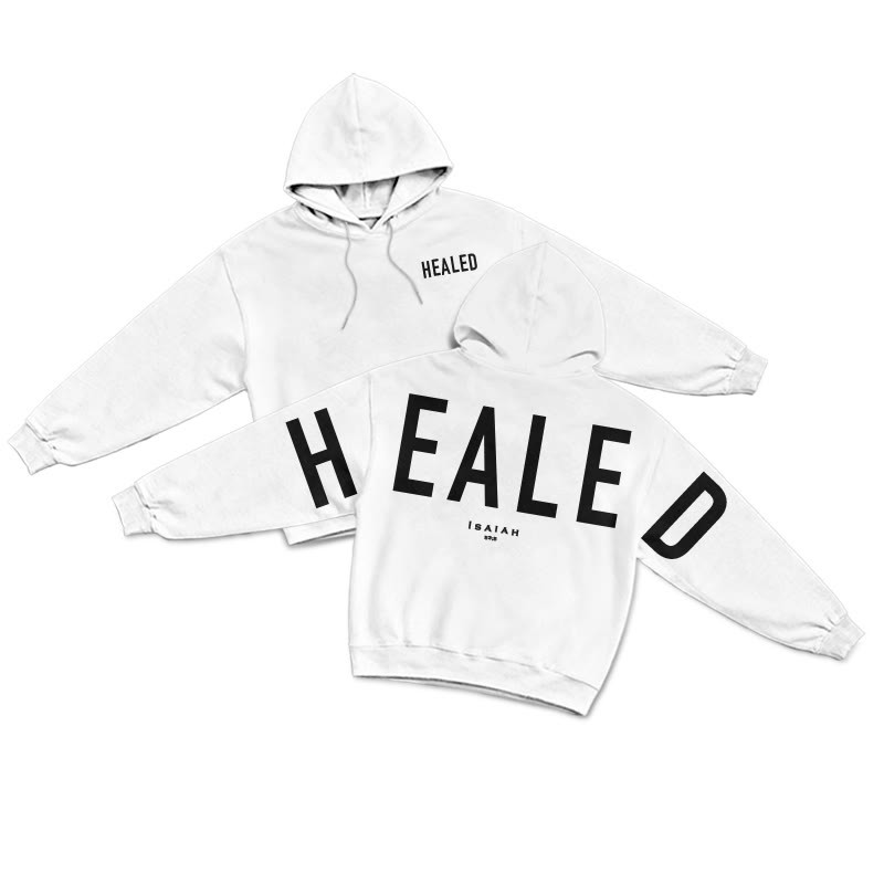 HEALED Isaiah 53:5 Print Hoodie - White - US16-18(2XL) - image 1