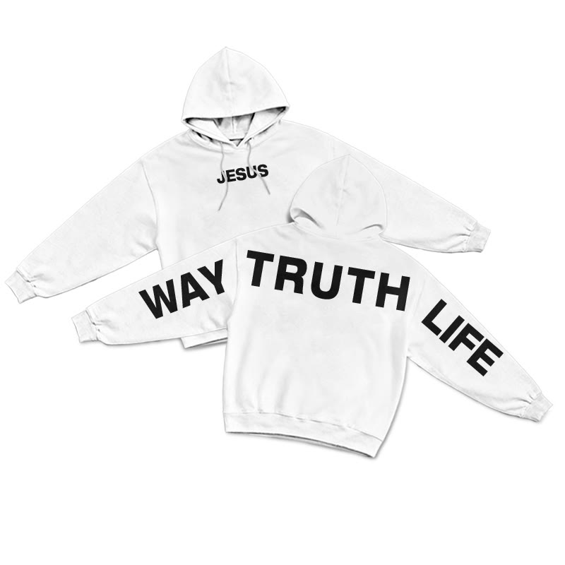 Jesus Is The Way The Truth The Life Creative Back Print Hoodie - White - US16-18(2XL) - image 3