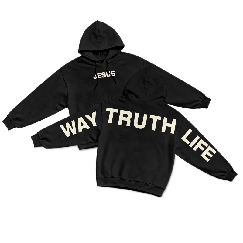 Jesus Is The Way The Truth The Life Creative Back Print Hoodie - Black - US16-18(2XL) - image 2