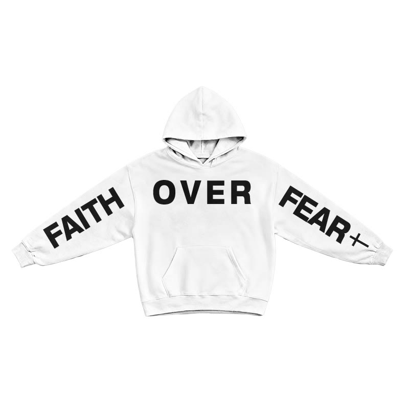 Faith Over Fear Creative Print Hoodie - White - US16-18(2XL) - image 1