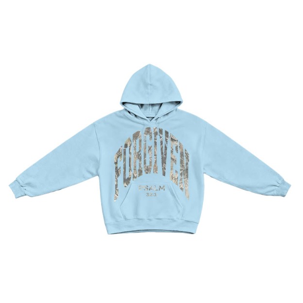 Dead Leaves Camouflage Forgiven Psalm 32:1 Print Causal Hoodie - Blue - US16-18(2XL) - image 6