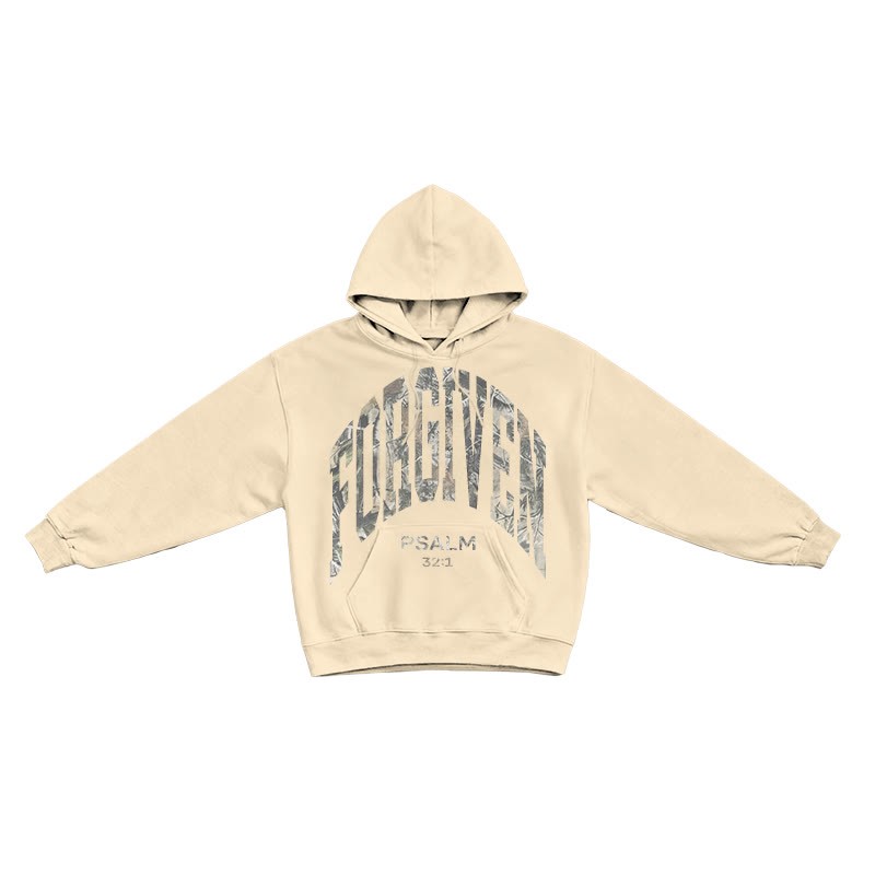Dead Leaves Camouflage Forgiven Psalm 32:1 Print Causal Hoodie - Apricot - US16-18(2XL) - image 4