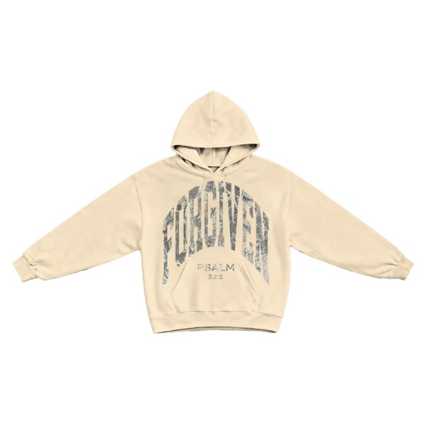Dead Leaves Camouflage Forgiven Psalm 32:1 Print Causal Hoodie - Apricot - US16-18(2XL) - image 4