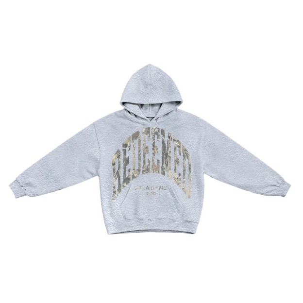 Dead Leaves Camouflage Redeemed Galatians 2:20 Print Causal Hoodie - Grey - US16-18(2XL) - image 3