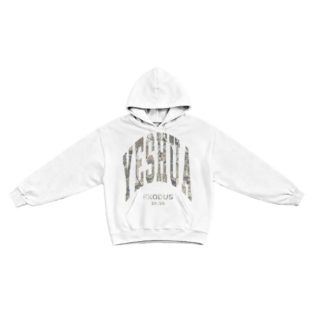 Dead Leaves Camouflage Yahweh Exodus 14:14 Print Causal Hoodie - White - US16-18(2XL) - image 2