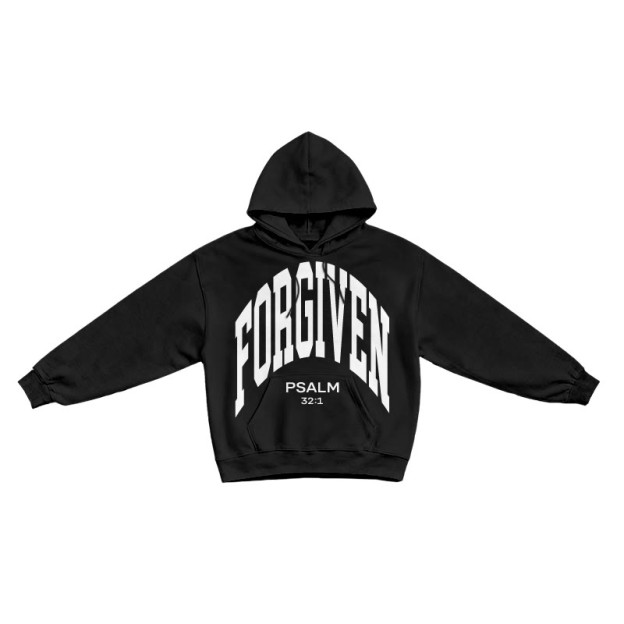 Forgiven Psalm 32:1 Print Causal Hoodie - Black - US16-18(2XL) - image 2