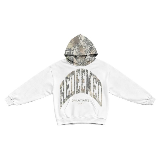 Redeemed Galatians 2:20 Dead Leaves Camouflage Patchwork Print Hoodie - White - US44-46(8XL) - image 2