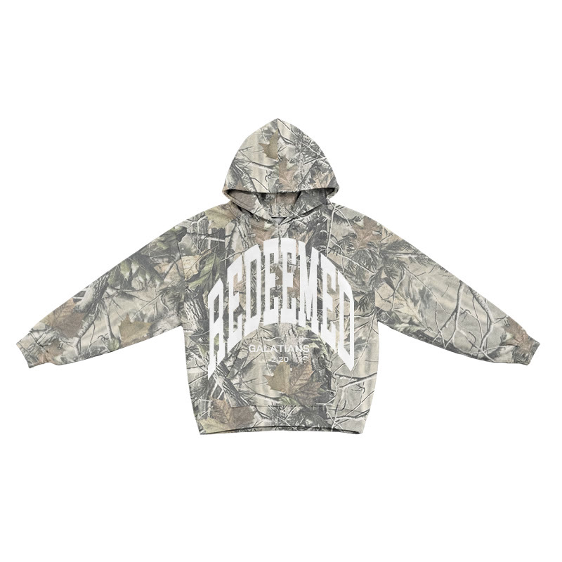 Redeemed Galatians 2:20 Dead Leaves Camouflage Print Causal Hoodie - Green - US44-46(8XL) - image 1