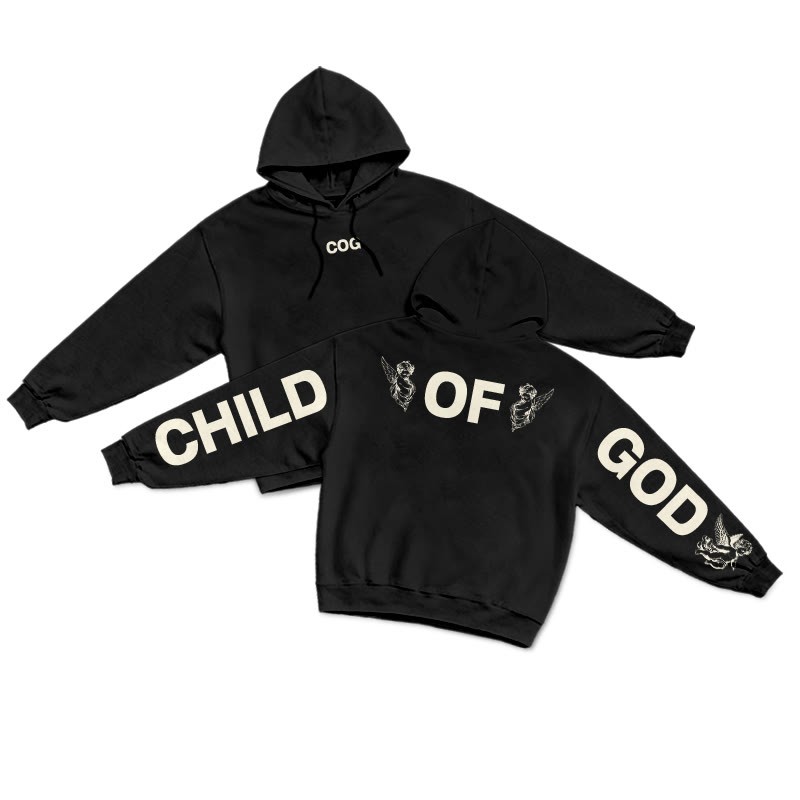Child Of God Creative Back Print Hoodie - Black - US16-18(2XL) - image 2