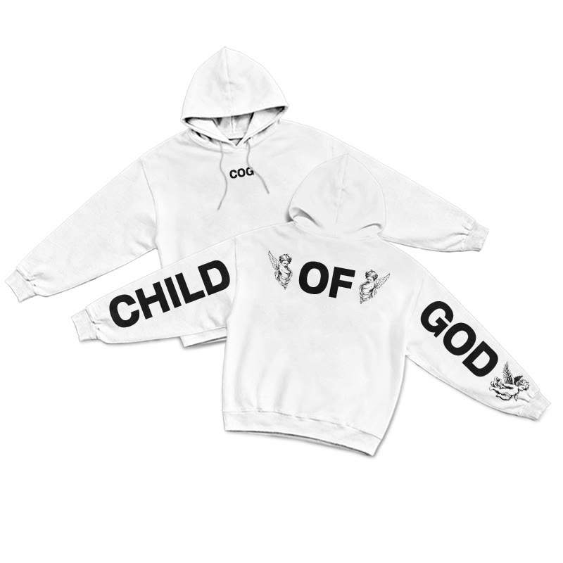 Child Of God Creative Back Print Hoodie - White - US16-18(2XL) - image 1