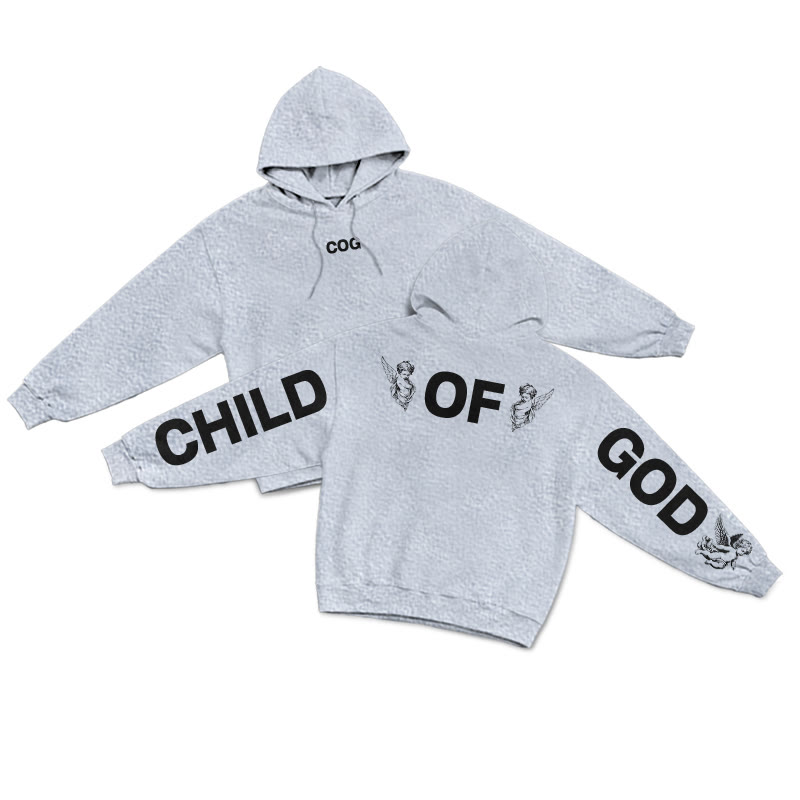 Child Of God Creative Back Print Hoodie - Grey - US16-18(2XL) - image 3