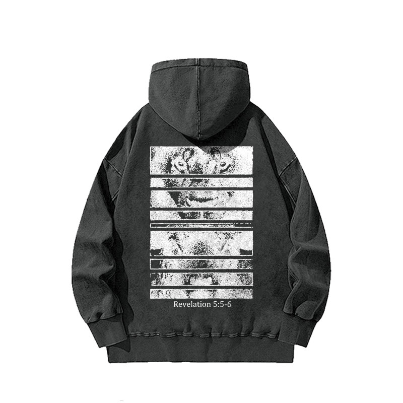 Revelation 5:5-6 Print Acid Washed Hoodie  - image 1
