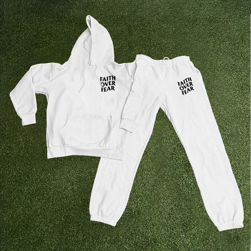 Faith Over Fear Print Causal Hoodie Set - image 2