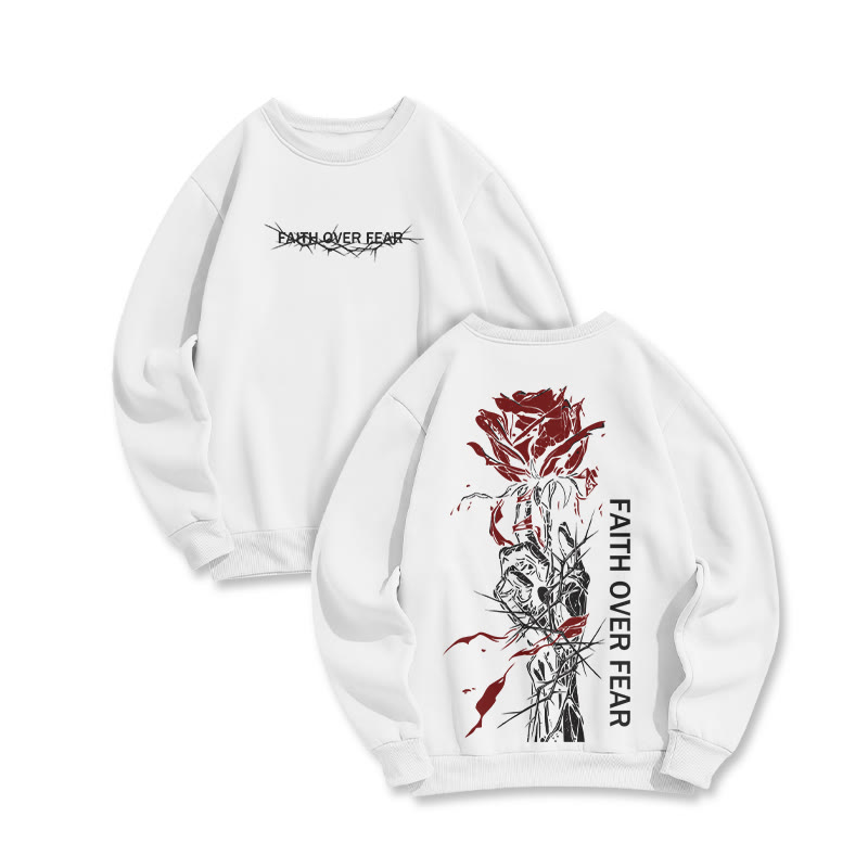 Faith Over Fear Print Sweatshirt - White - US16-18(2XL) - image 2