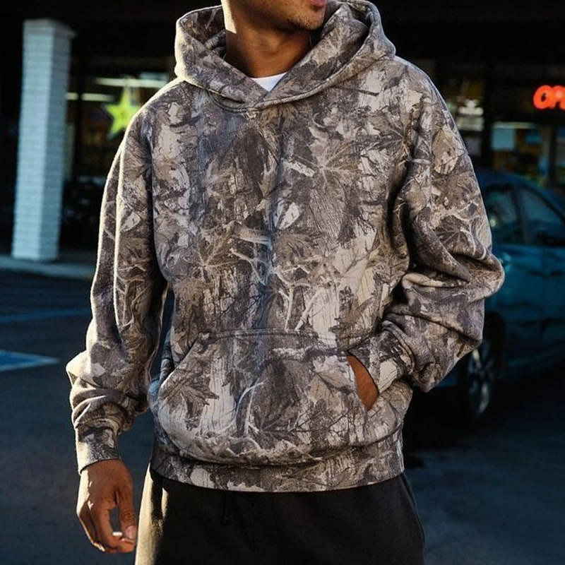 Woodland Camouflage Design Print Causal Hoodie - Brown - US44-46(8XL) - image 1