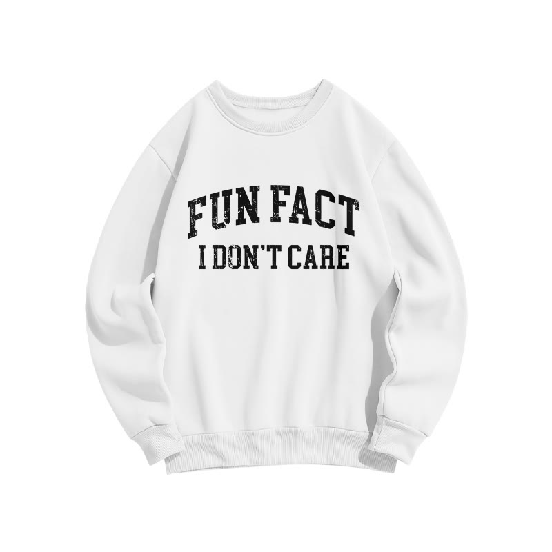 Fun Fact I Don't Care Print Sweatshirt - White - US16-18(2XL) - image 2