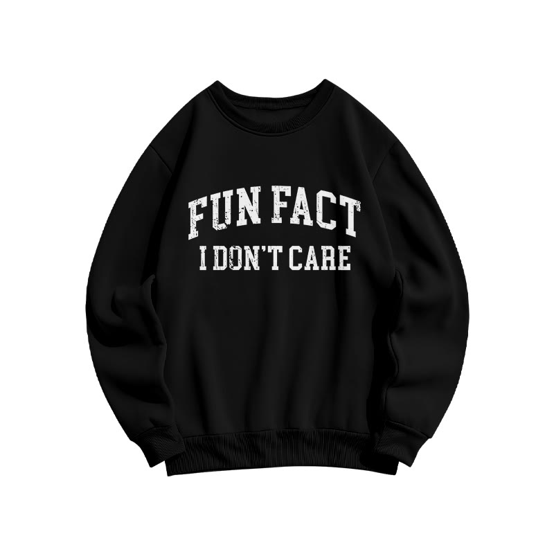 Fun Fact I Don't Care Print Sweatshirt - Black - US16-18(2XL) - image 1