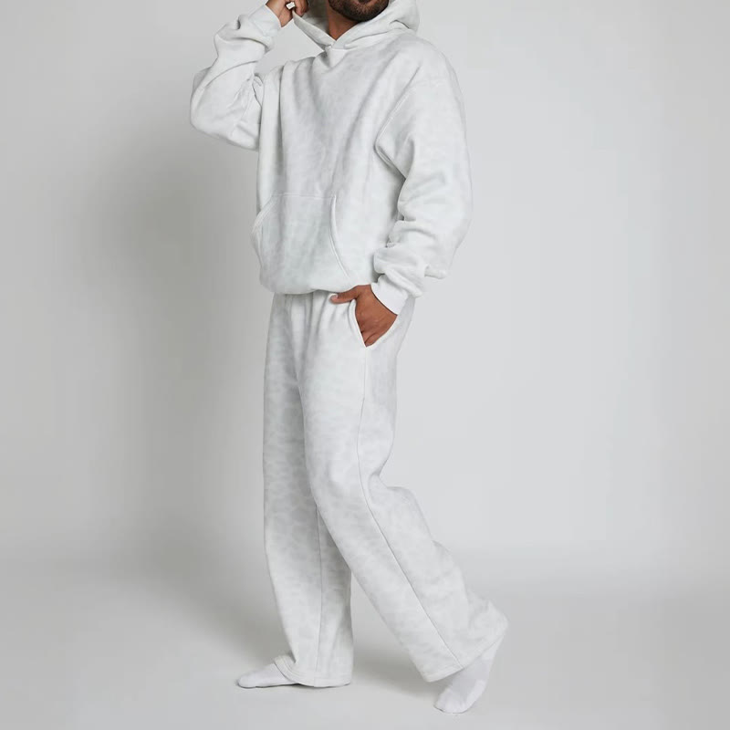 Leopard Design Print Hoodie Set - Light Gray - 5XL - image 3