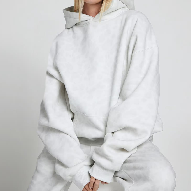 Leopard Design Print Causal Hoodie - Light Gray - US44-46(8XL) - image 2