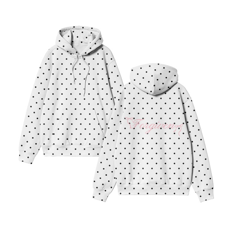 Forgiven Bowknot And Polka Dot Print Causal Hoodie - White - US44-46(8XL) - image 2