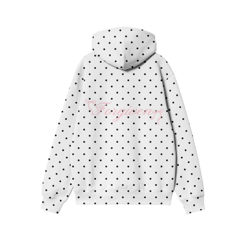 Forgiven Bowknot And Polka Dot Print Causal Hoodie - image 1