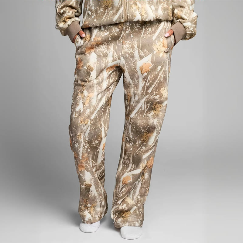 Dead Leaves Camouflage Print Straight-leg Sweatpants - Khaki - 5XL - image 2