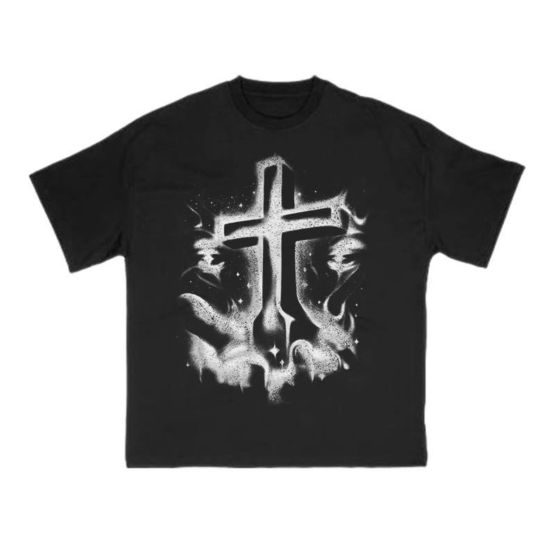  The Cross On The Palm Print T-shirt - Black - US16-18(2XL) - image 2