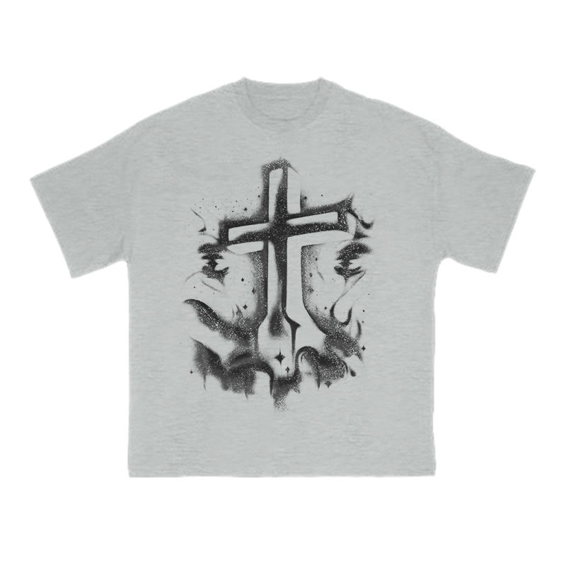  The Cross On The Palm Print T-shirt - Grey - US16-18(2XL) - image 4