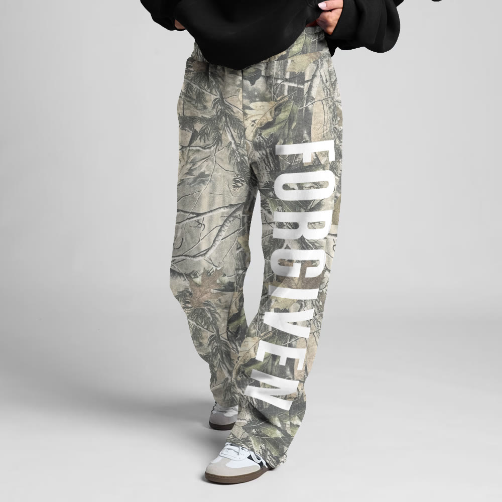 Dead Leaves Camouflage Forgiven Print Straight-leg Sweatpants - image 2