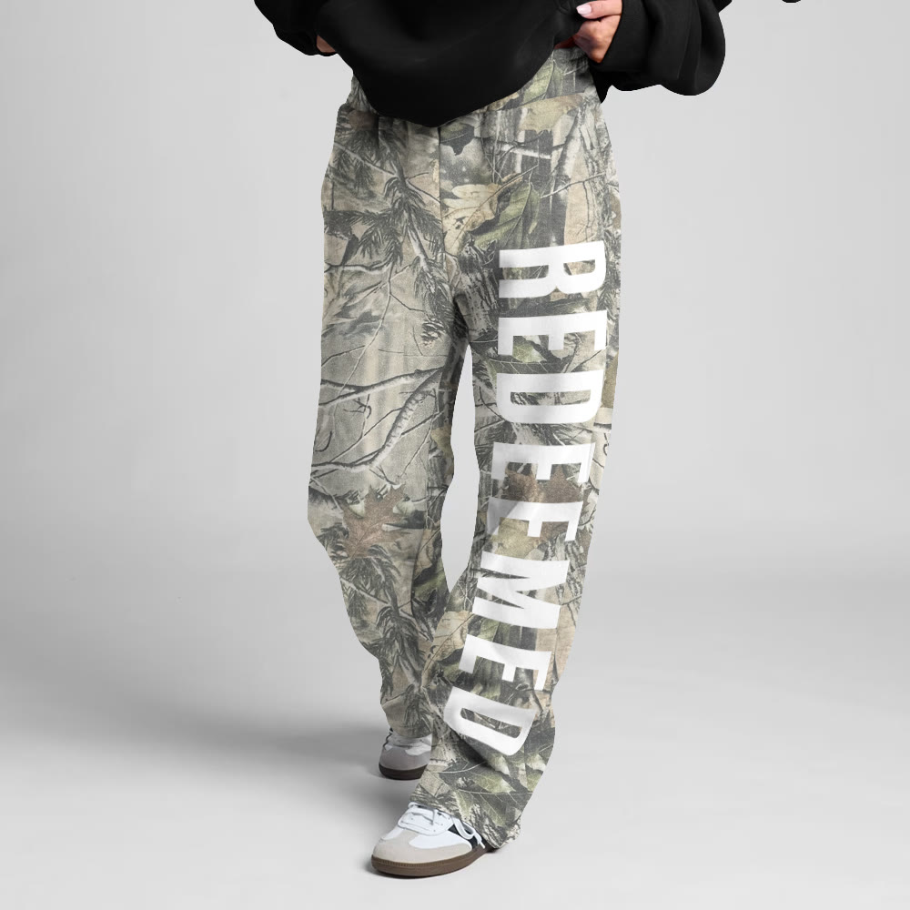 Dead Leaves Camouflage Redeemed Print Straight-leg Sweatpants - Green - 5XL - image 1