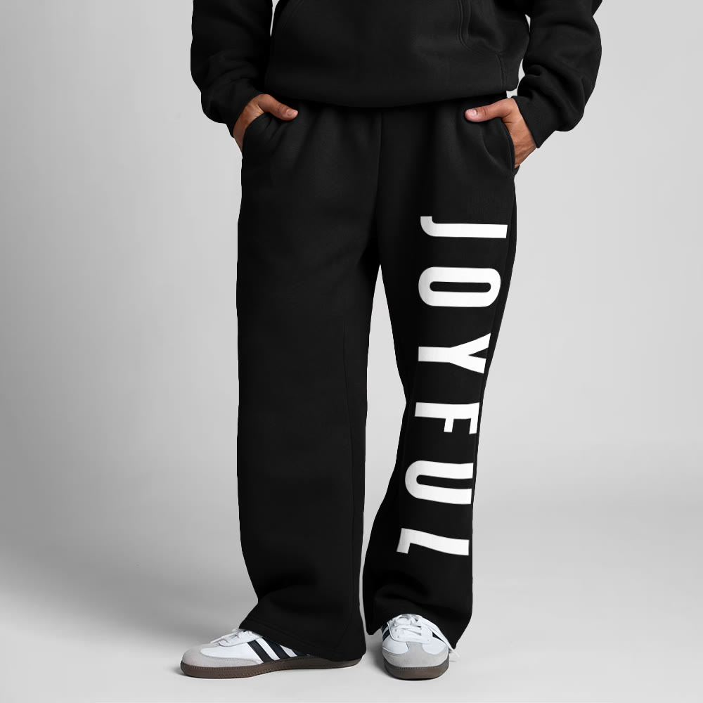 Joyful Print Straight-leg Sweatpants - Black - 5XL - image 2