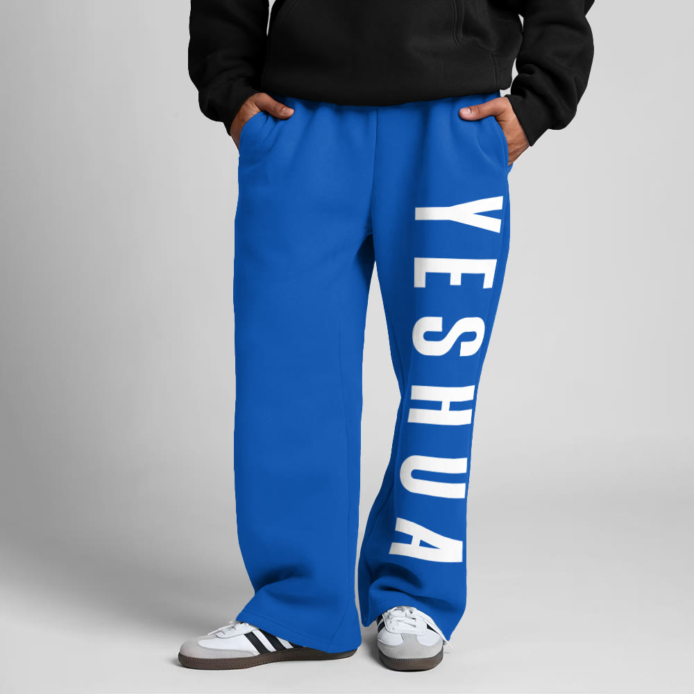 Yeshua Print Straight-leg Sweatpants - Blue - 5XL - image 1