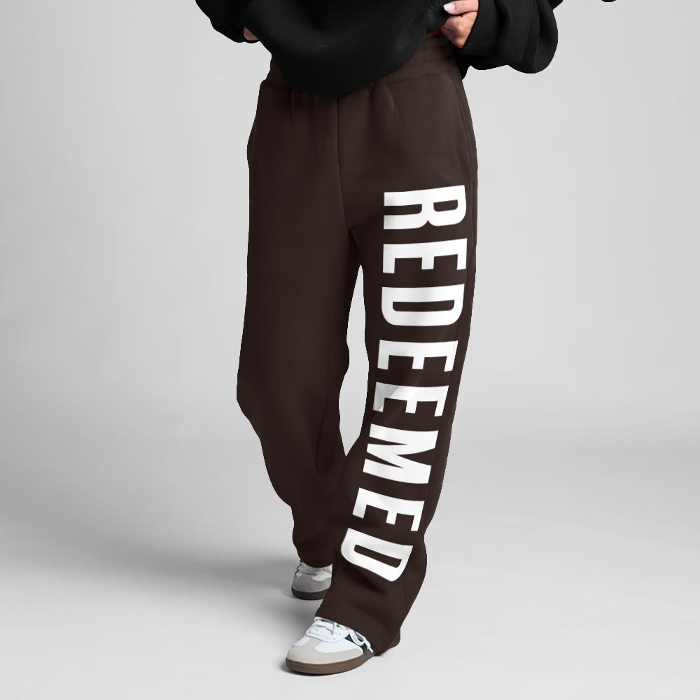 Redeemed Print Straight-leg Sweatpants - Coffee - 5XL - image 2