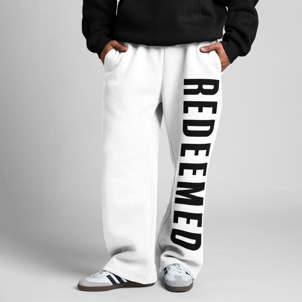 Redeemed Print Straight-leg Sweatpants - White - 5XL - image 1