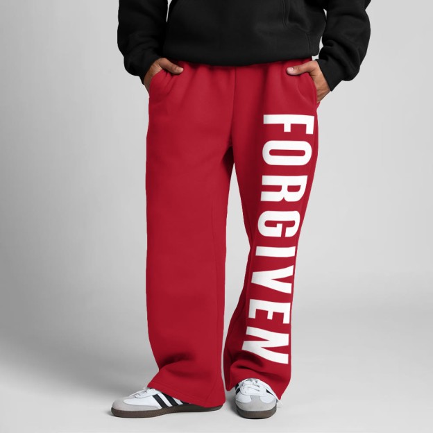 Forgiven Print Straight-leg Sweatpants - Red - 5XL - image 6