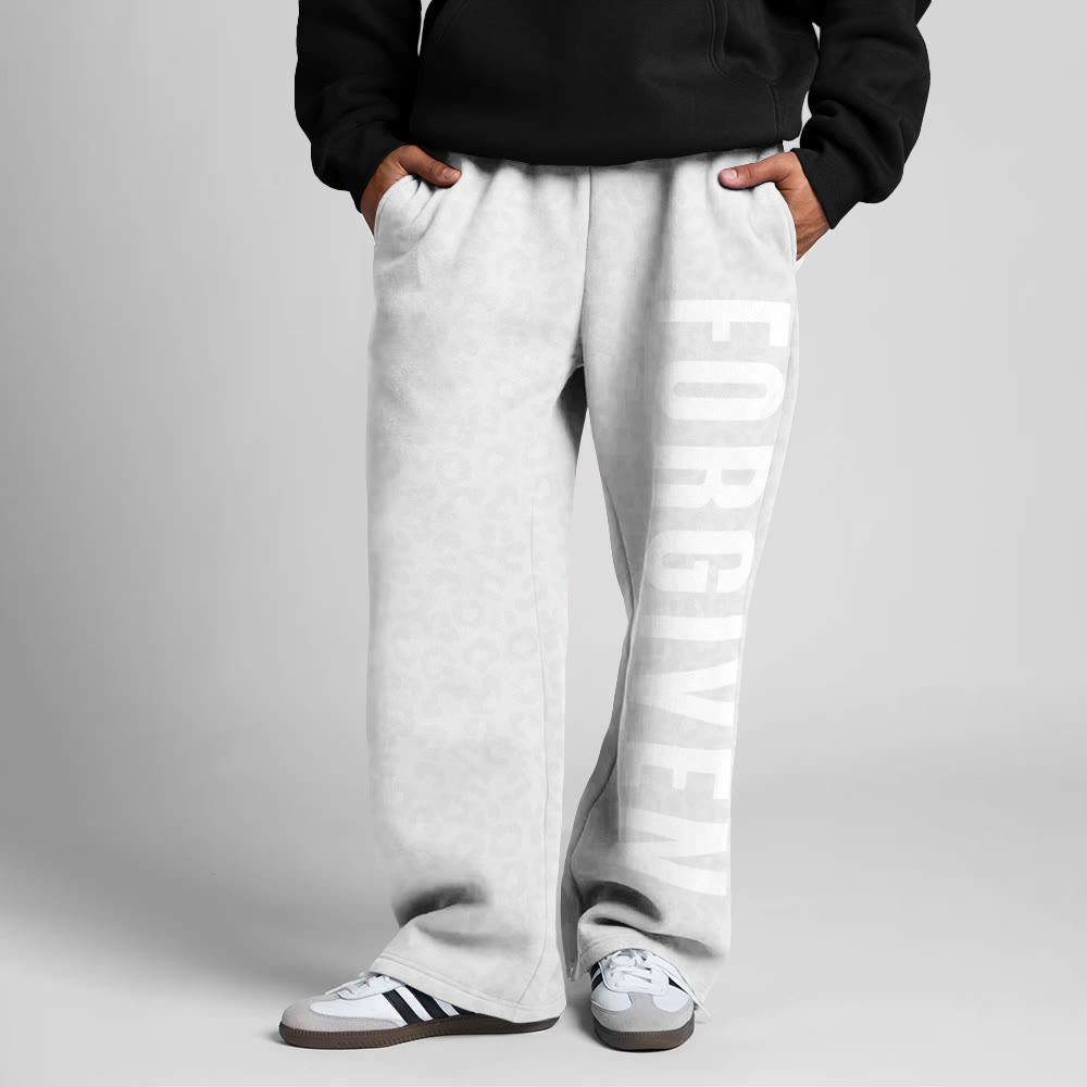 Forgiven Leopard Design Print Straight-leg Sweatpants - Light Gray - 5XL - image 3