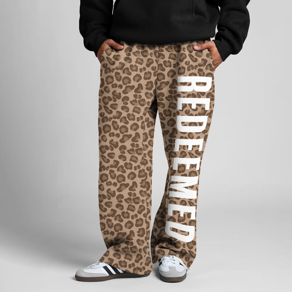 Redeemed Leopard Design Print Straight-leg Sweatpants - Brown - 5XL - image 5