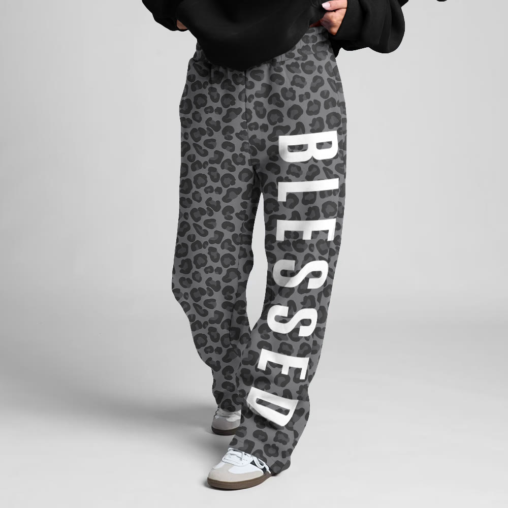 Blessed Leopard Design Print Straight-leg Sweatpants - image 2
