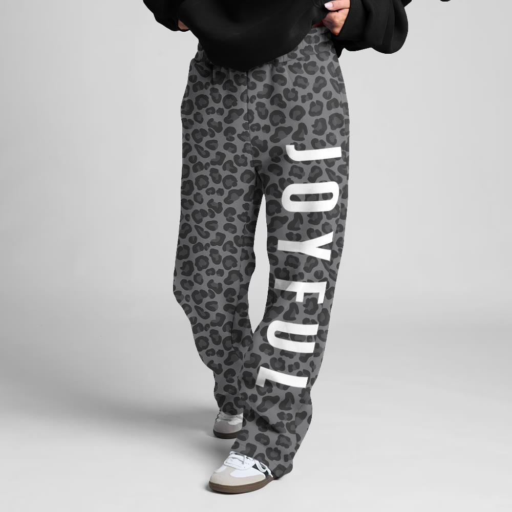 Joyful Leopard Design Print Straight-leg Sweatpants - image 4