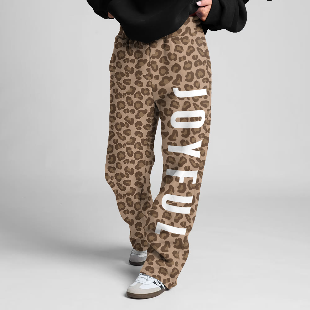 Joyful Leopard Design Print Straight-leg Sweatpants - image 2
