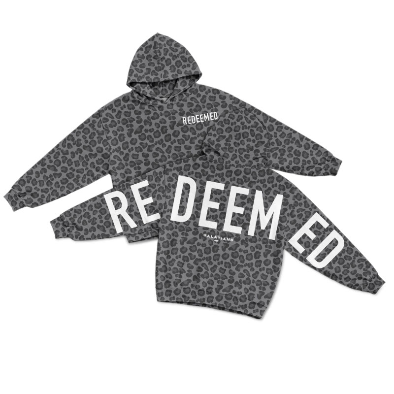 Redeemed Galatians 2:20 Leopard Design Print Causal Hoodie - Dark Grey - US44-46(8XL) - image 1