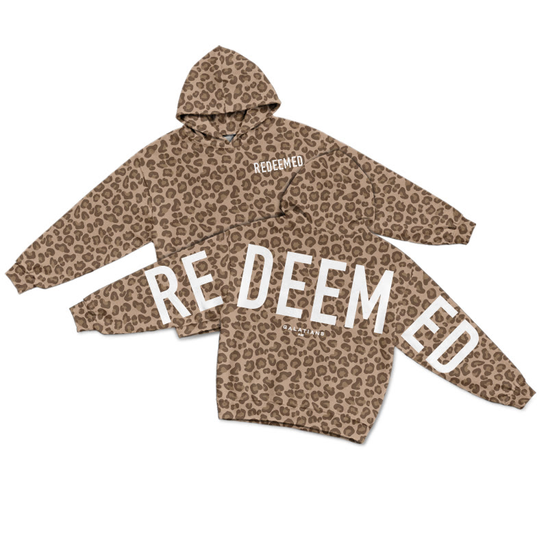 Redeemed Galatians 2:20 Leopard Design Print Causal Hoodie - Brown - US44-46(8XL) - image 3