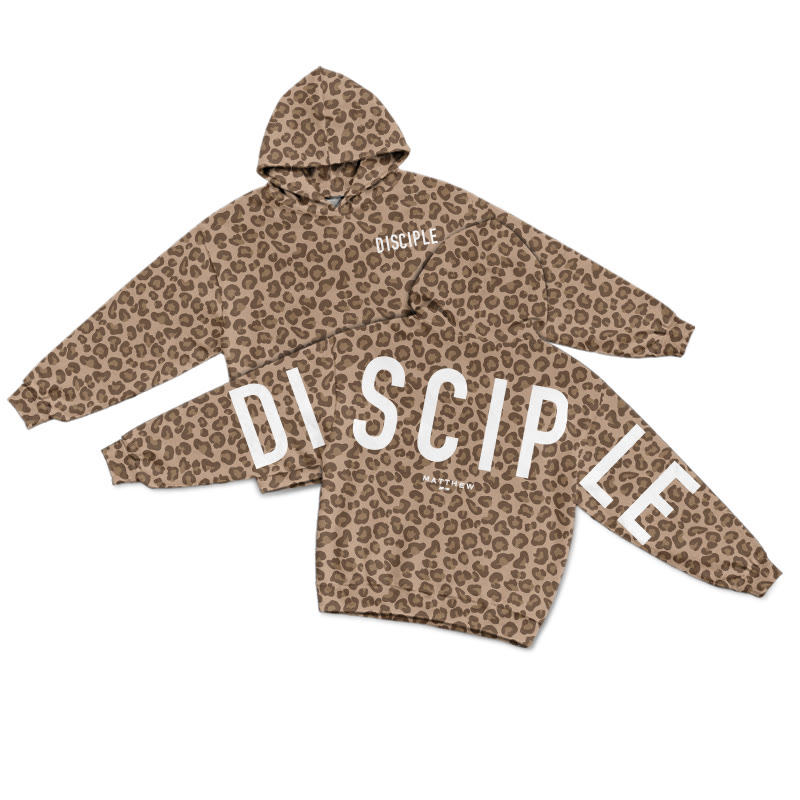 Disciple Matthew 28:19 Leopard Design Print Causal Hoodie - Brown - US44-46(8XL) - image 1